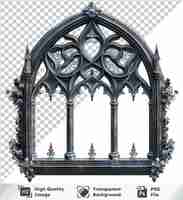 PSD gothic wrought iron frame with medieval patterns set isolated on transparent background