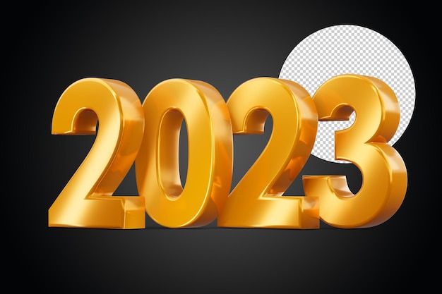 Goud 2023 gelukkig nieuwjaar tweeduizend drieëntwintig 3d-rendering