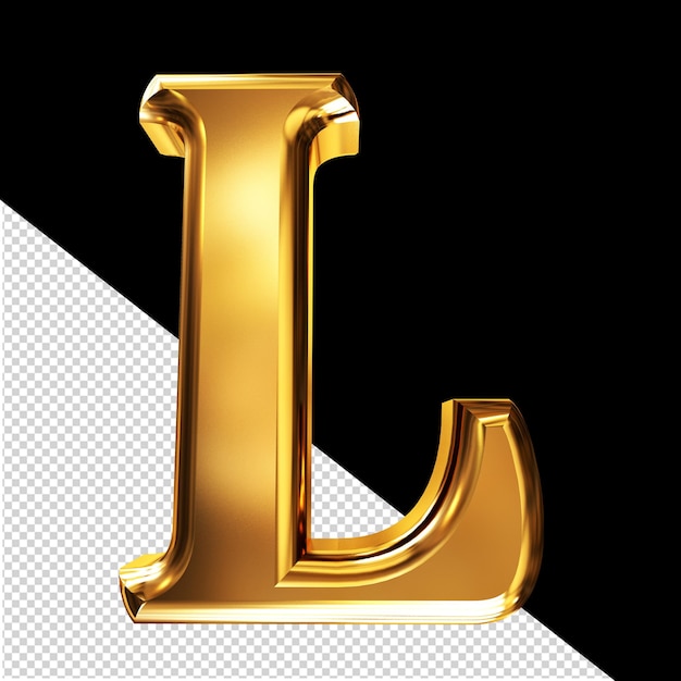 Goud 3d-symbool met schuine letter l