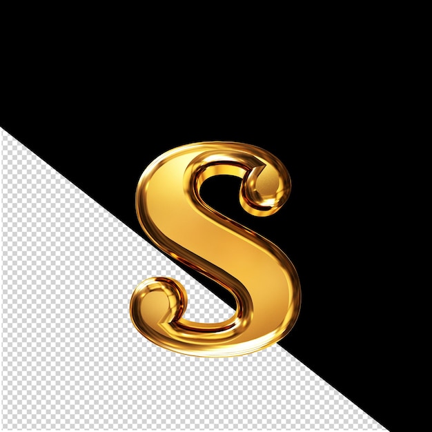 Goud 3d-symbool met schuine letter s