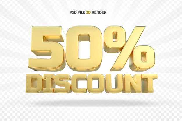 Goud 50 procent luxe 3d render