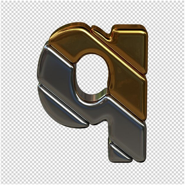 PSD goud en zilver letter 3d-rendering