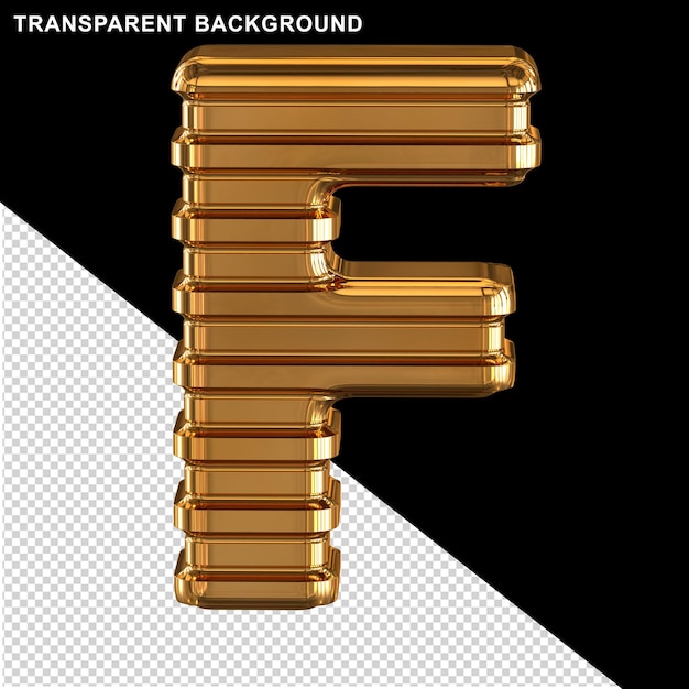 Goud met dunne horizontale banden hoofdletter f