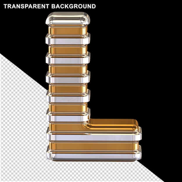 Goud met dunne zilveren horizontale banden hoofdletter l