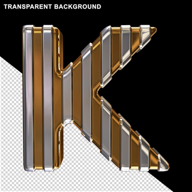 Goud met zilveren verticale banden hoofdletter k