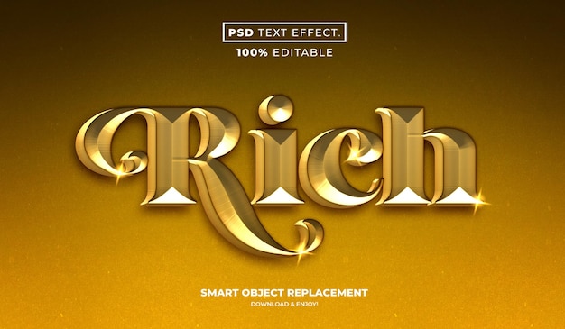 Goud rijk glanzend elegant teksteffect premium psd-sjabloon