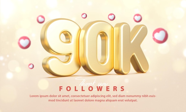 Gouden 3d 90k volgers bedankt op sociale media