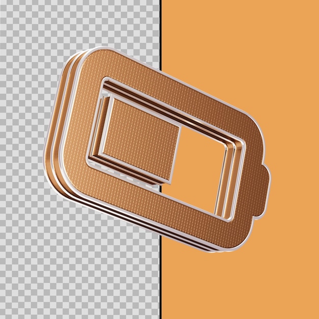 Gouden 3d batterij half opgeladen pictogram geïsoleerd premium psd