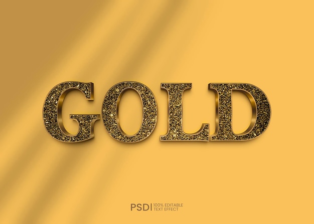 PSD gouden 3d-bewerkbare tekst-effect