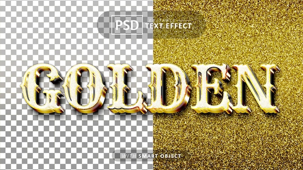 PSD gouden 3d-teksteffect bewerkbaar