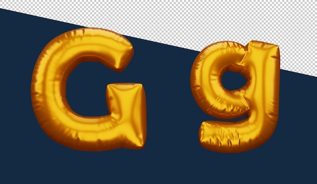 Gouden alfabet ballon metalen tekst zweven 3d-rendering