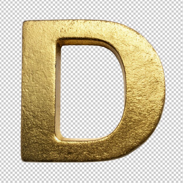 Gouden alfabet d op doorzichtige achtergrond