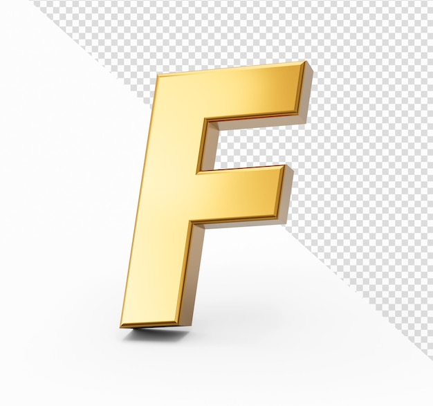 Gouden alfabet F op geïsoleerde achtergrond 3D Golden Letters nummers 3d illustratie