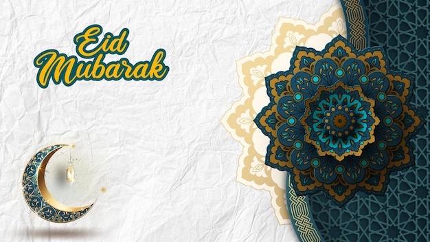 Gouden arabesque arabis stijl islamitische mandala patroon achtergrond met lege ruimte Papier stijl