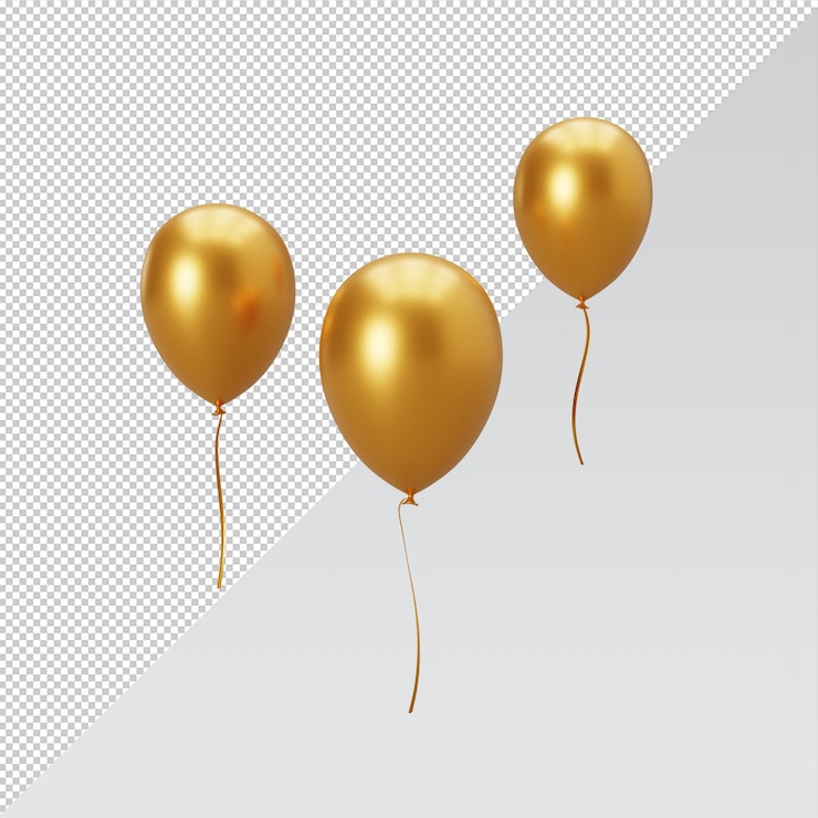 PSD gouden ballonnen geïsoleerd