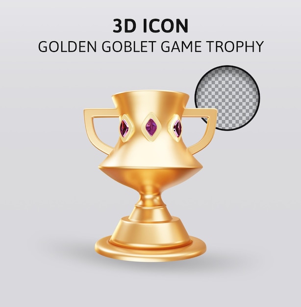 Gouden beker spel trofee 3D-rendering illustratie