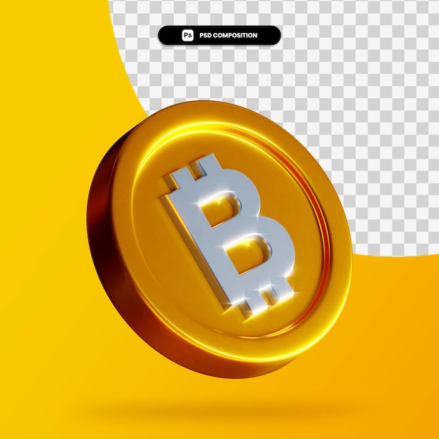 Gouden bitcoin munt 3D-rendering geïsoleerd