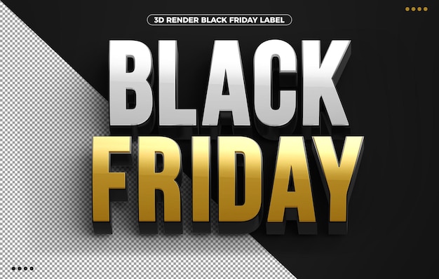 Gouden black friday 3d-logo geïsoleerd op zwarte achtergrond