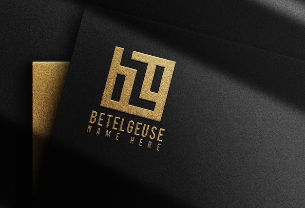 Gouden boekdruk logo reliëf mockup