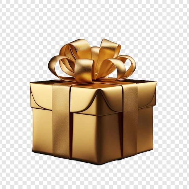 PSD gouden cadeau doos geïsoleerd op transparante achtergrond