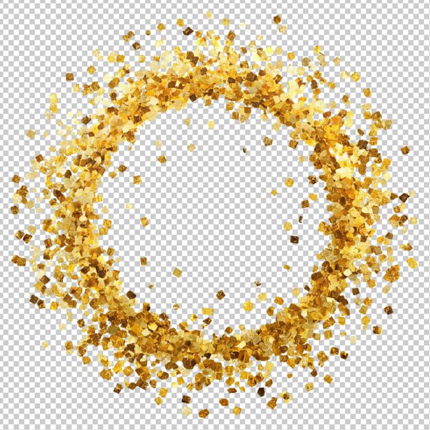 PSD gouden confetti confetti in cirkelvorm op doorzichtige achtergrond