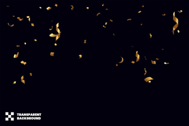 Gouden confetti op doorzichtige achtergrond