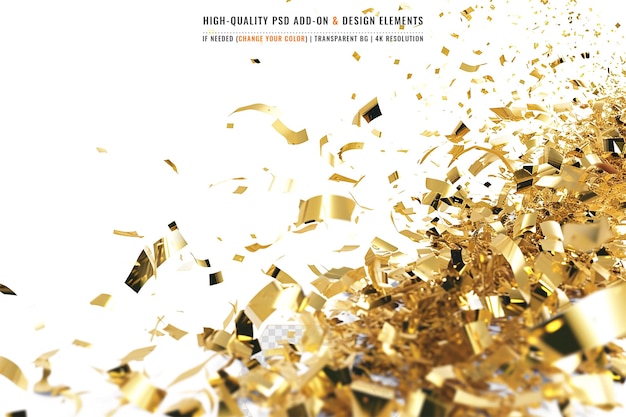 Gouden confetti op doorzichtige achtergrond