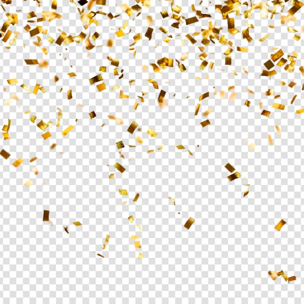 Gouden confetti op een doorzichtige achtergrond
