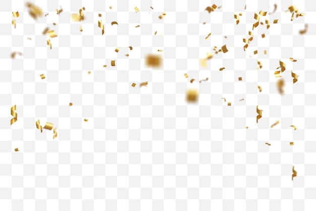 Gouden confetti op een doorzichtige achtergrond