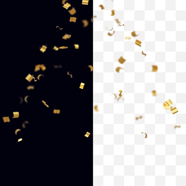 Gouden confetti op transparante achtergrond