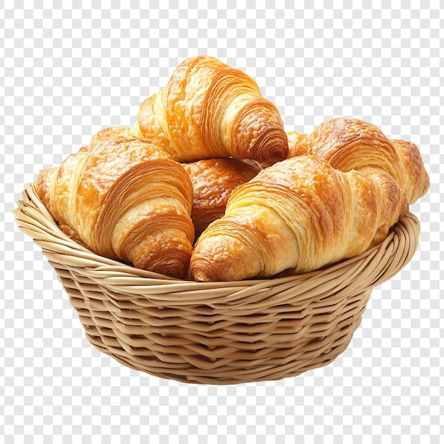 Gouden croissants in een wicker mand