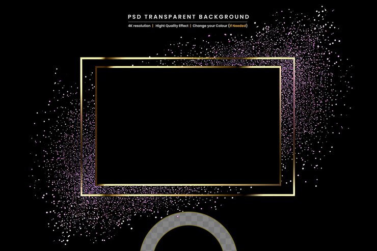 PSD gouden decoratieve frame op doorzichtige achtergrond
