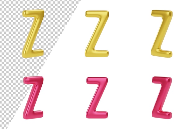 Gouden en rode Letter Z op witte achtergrond Hoofdletters en kleine letters 3d render illustratie