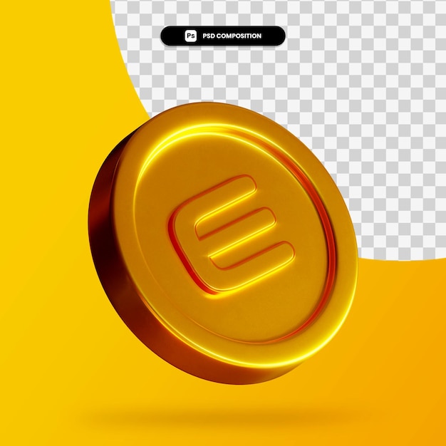 Gouden enjin munt 3d-rendering geïsoleerd