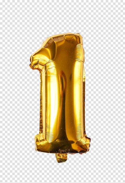 PSD gouden folie ballon nummer één geïsoleerd op wit