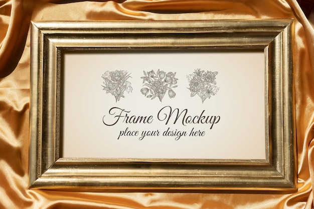 Gouden framemodel met textielachtergrond