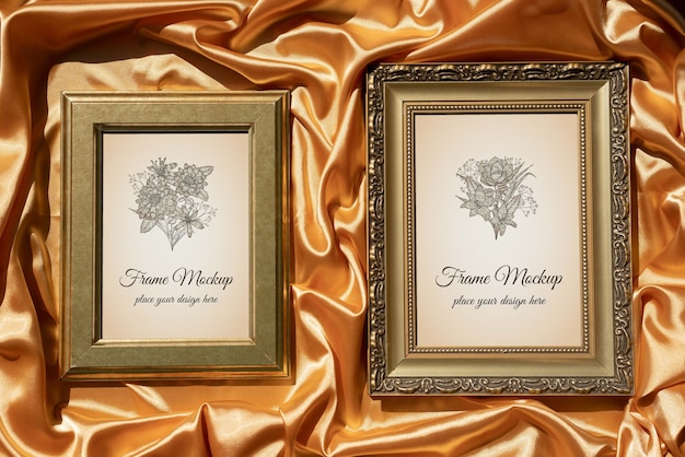 Gouden framemodel met textielachtergrond