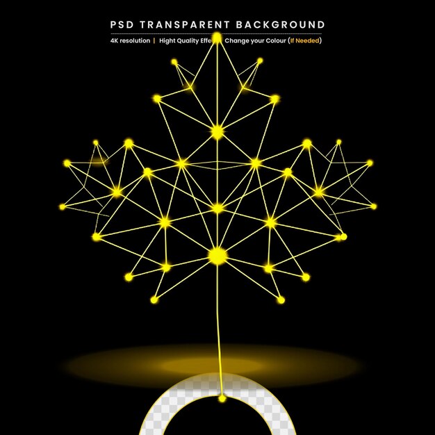 PSD gouden geometrische bol 3d-weergave op doorzichtige achtergrond