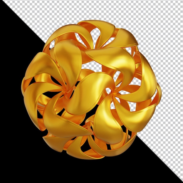 Gouden geometrische vormen in abstracte 3D-compositie