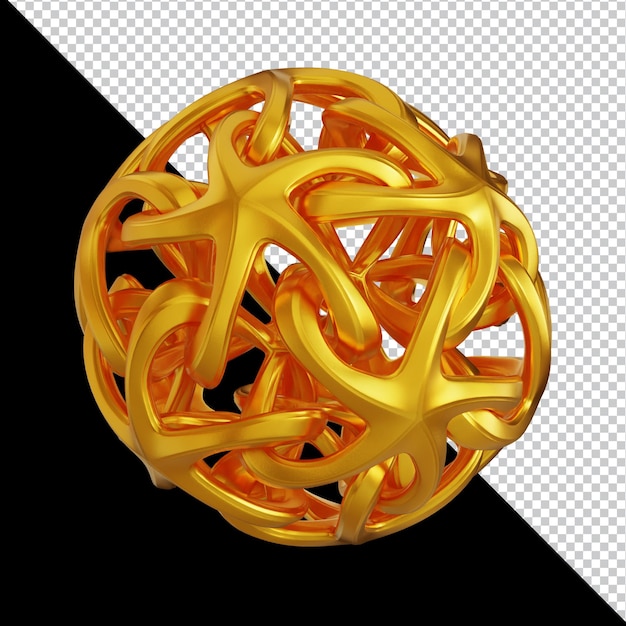Gouden geometrische vormen in abstracte 3D-compositie