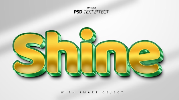 Gouden glanzend groen 3D-lettertypestijl effect bewerkbaar sjabloonontwerp