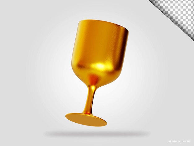 Gouden glas wijn 3d render illustratie geïsoleerd