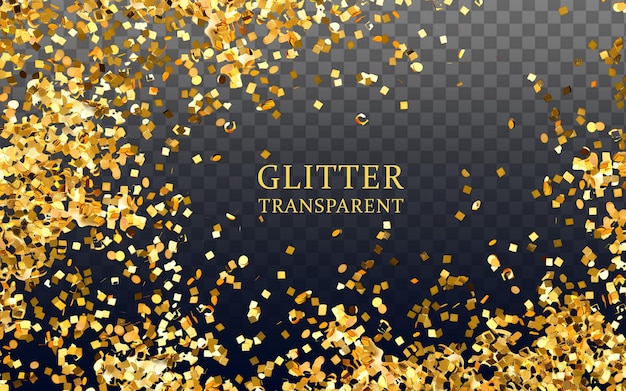 Gouden glitter confetti geïsoleerd op doorzichtige achtergrond