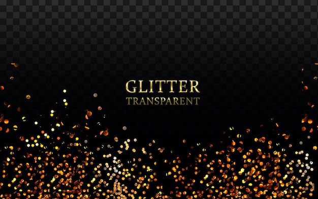 Gouden glitter confetti geïsoleerd op doorzichtige achtergrond