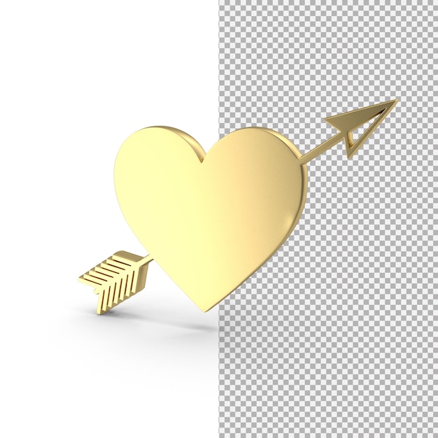 PSD gouden hart 3d png