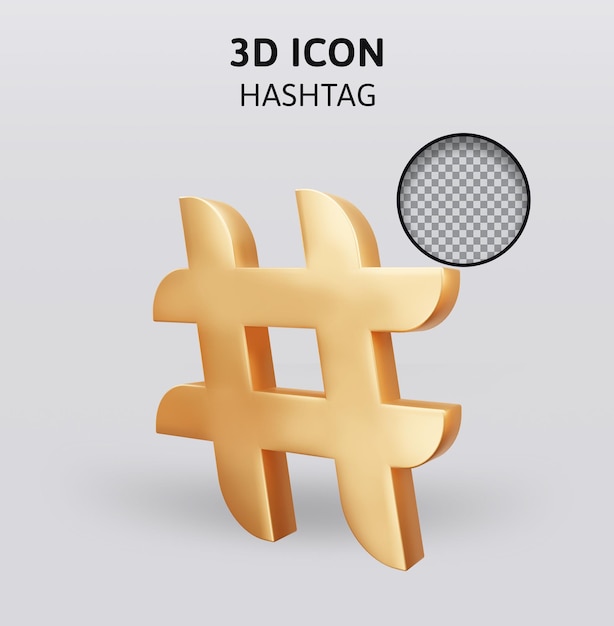 Gouden hashtag 3d-rendering illustratie