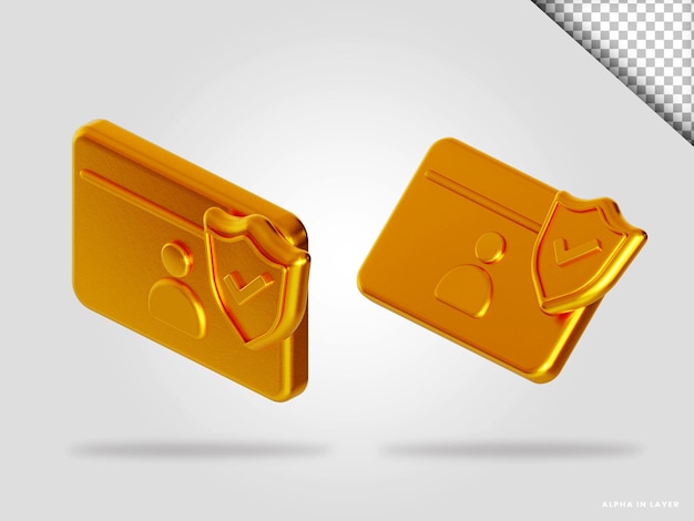 Gouden kaart 3d render illustratie geïsoleerd