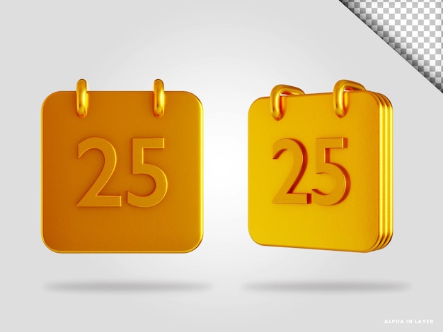 Gouden kalender 3d render illustratie geïsoleerd