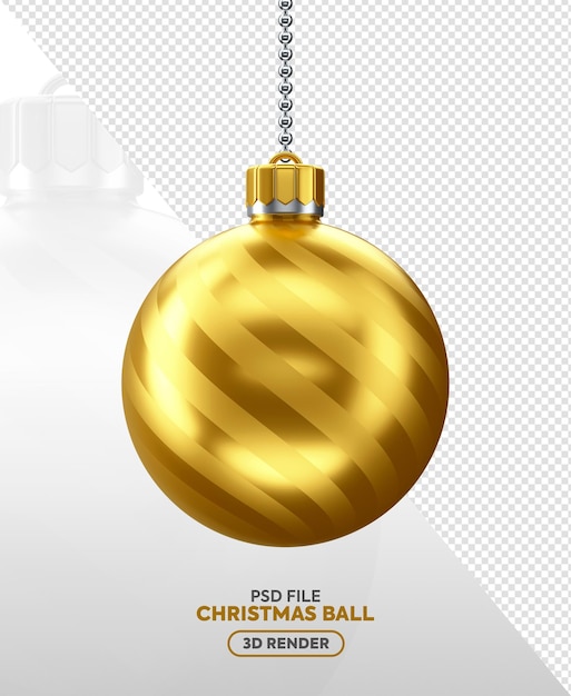 Gouden kerstbal decoratie 3d render
