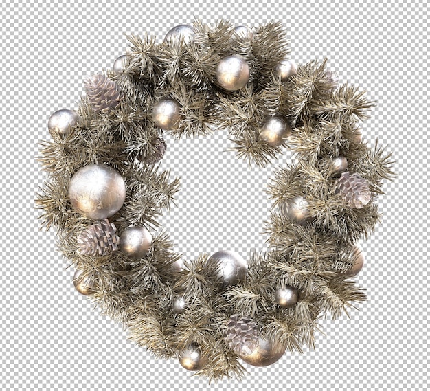 Gouden kerstkrans frame. 3D-rendering